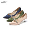 westory商场同款真丝布金典百搭职场社交宴会中根尖头女单鞋W281E50321 商品缩略图1