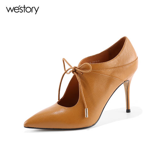 westory 秋季新款女单鞋细跟真皮单鞋高跟鞋系带高跟鞋W273M70251 商品图2