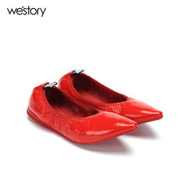 westory豆豆鞋皮面平底浅口单鞋时尚女鞋W281E50681