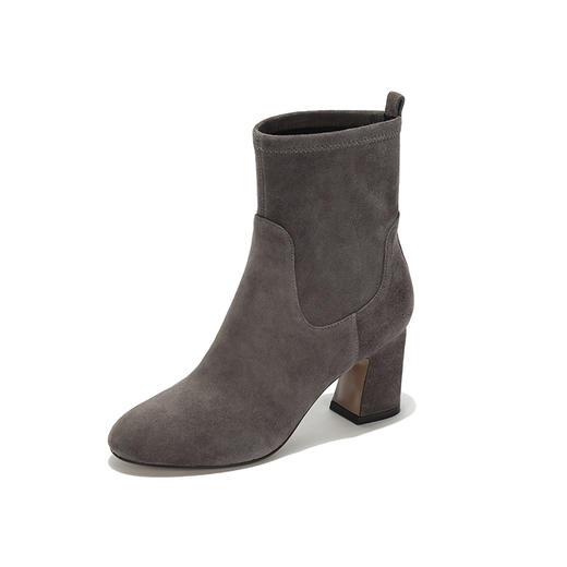 westory秋冬绒面园头短靴方根短筒女靴套筒舒适女鞋W274S80151 商品图1