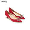 westory春夏新款高跟鞋水钻方扣单鞋细跟尖头女鞋W281E50201 商品缩略图0