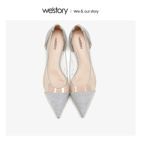 westory2019春夏新款闪亮平底单鞋浅口舒适女鞋W29AE50011