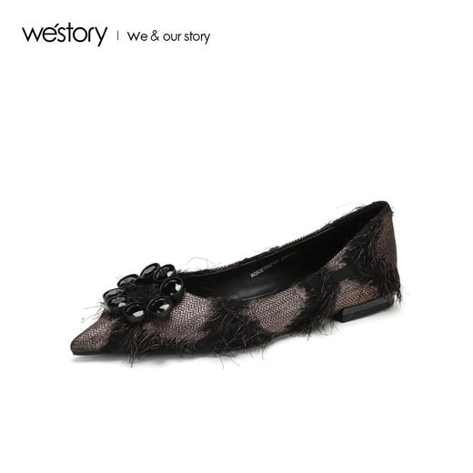 westory浅口单鞋舒适低跟水钻圆扣女鞋W283E70521 商品图1