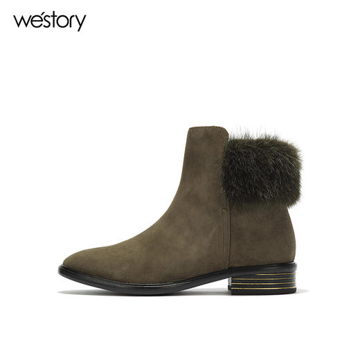 westory 秋冬新款靴子马丁靴真皮毛毛切尔西靴W274S80111 商品图2