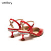 westory2018夏季新款凉鞋水钻女鞋尖头酒杯跟高跟鞋一字扣仙女鞋W281H50051 商品缩略图3
