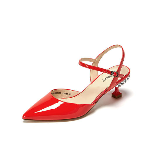 westory2018夏季新款凉鞋水钻女鞋尖头酒杯跟高跟鞋一字扣仙女鞋W281H50051 商品图1