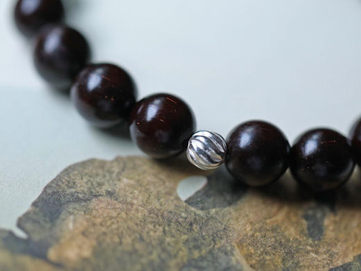 【青山特惠】原创设计-小叶紫檀1.0cm配玉珠和银饰手串 y32 商品图8