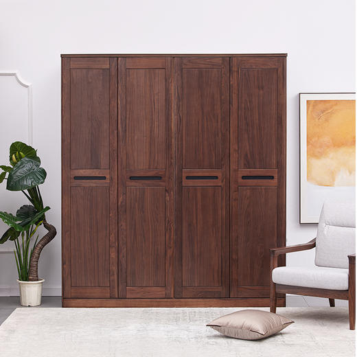 【现代实木风-NJT1401-180C03衣柜】现代实木/现代简约/卧室/北美黑胡桃/实木衣柜 商品图0