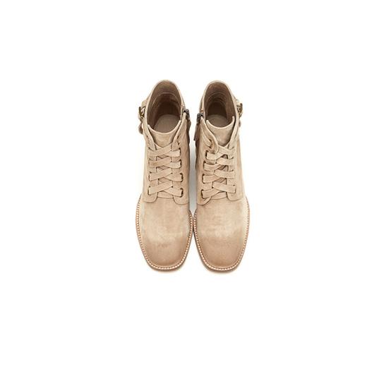 westory商场同款时尚羊皮绒面粗跟马丁靴方头系带擦色短靴女W29DS80501 商品图2