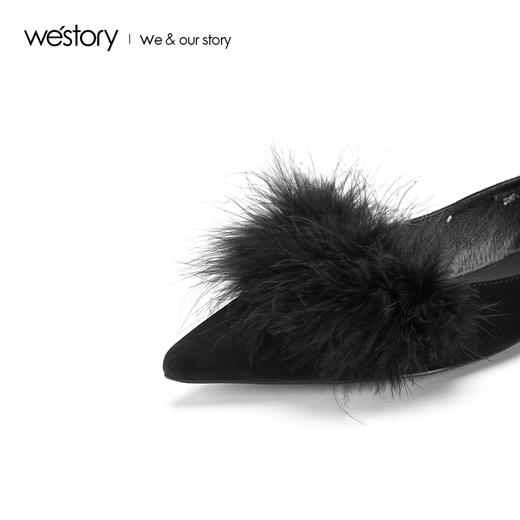 westory浅口尖头单鞋平底舒适皮里毛毛鞋女W283E70142 商品图4