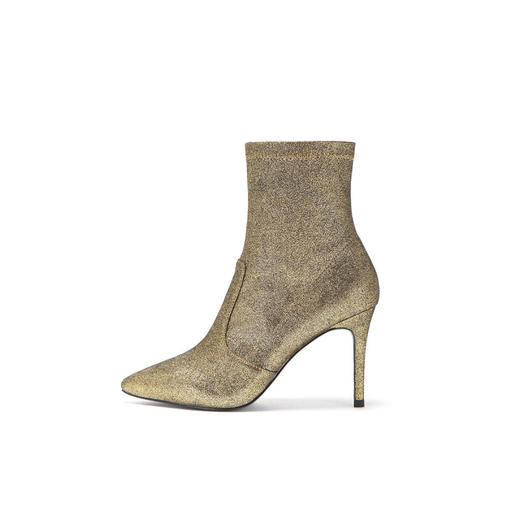 westory商场专柜同款弹力羊皮尖头朋风金属色社交高跟修腿短靴W274C80231 商品图1