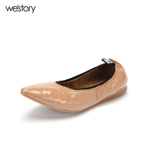 westory豆豆鞋皮面平底浅口单鞋时尚女鞋W281E50681 商品图1