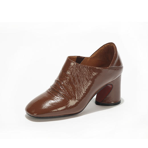 westory秋冬新款皮鞋漆皮中跟女鞋马蹄跟深口单鞋W273M70591 商品图1