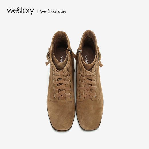 westory2018年新款冬靴绒面短靴时尚粗跟女靴子W284S81111 商品图3
