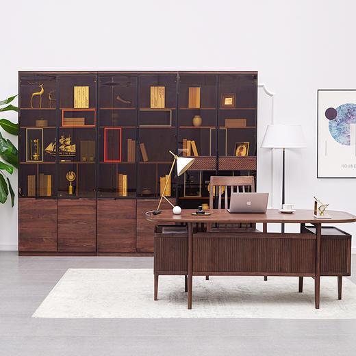 【现代实木风-NJT4101-160C03书桌】现代实木/代简约/书房/北美黑胡桃/实木书桌 商品图3