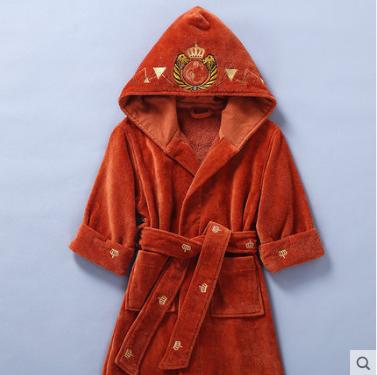 康尔馨A类儿童浴衣纯棉毛巾男女宝宝带帽秋冬季加厚吸水浴袍割绒 商品图1