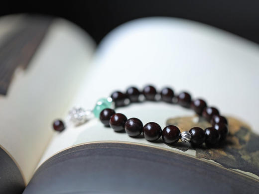 【青山特惠】原创设计-小叶紫檀1.0cm配玉珠和银饰手串 y32 商品图5