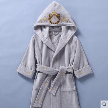 康尔馨A类儿童浴衣纯棉毛巾男女宝宝带帽秋冬季加厚吸水浴袍割绒 商品图2