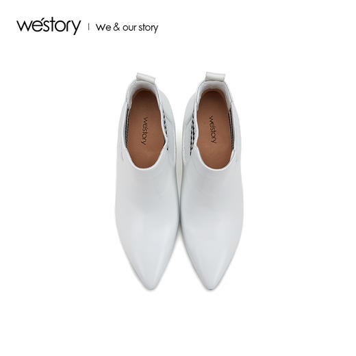 westory2018年秋冬新款短靴皮面切尔西尖头女鞋高跟鞋W284S80021 商品图3