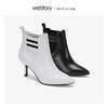 westory2018年秋冬新款短靴皮面切尔西尖头女鞋高跟鞋W284S80021 商品缩略图0