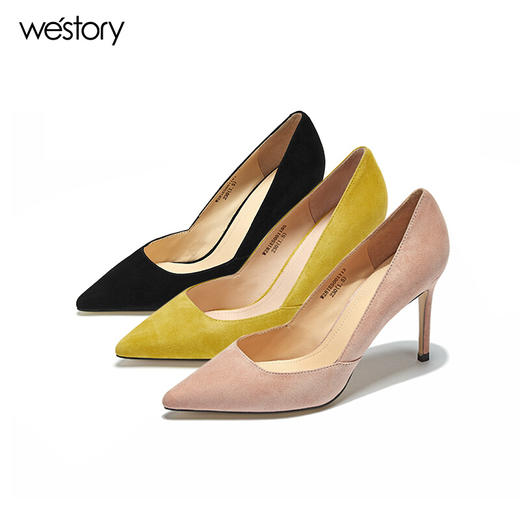 westory商场同款纯色简约高跟鞋细跟女鞋浅口单鞋W281E50011 商品图1