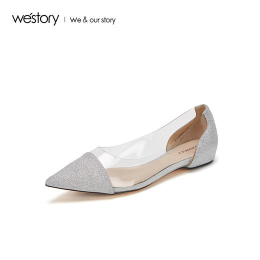 westory2019春夏新款闪亮平底单鞋浅口舒适女鞋W29AE50011 商品图1