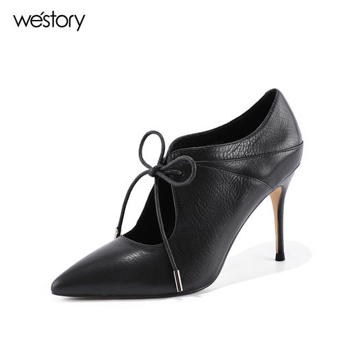 westory 秋季新款女单鞋细跟真皮单鞋高跟鞋系带高跟鞋W273M70251 商品图1
