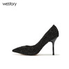 westory细高跟鞋尖头浅口单鞋绒面职业女鞋W281E50611 商品缩略图2