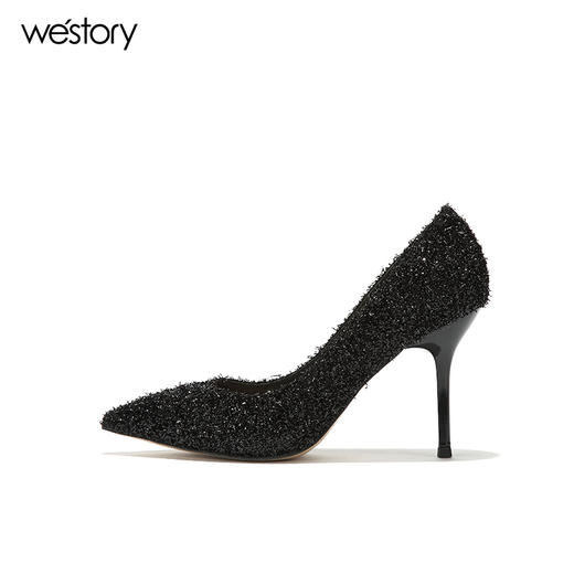 westory细高跟鞋尖头浅口单鞋绒面职业女鞋W281E50611 商品图2