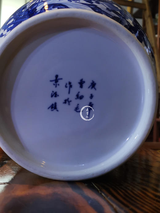 曹细毛：柴窑青花锦鸡牡丹富贵图将军罐 商品图4