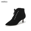 westory秋冬新款细跟系带短靴真皮尖头绒面靴子W274S80171 商品缩略图4