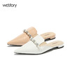 westory2018欧美尖头亮皮平跟包头方跟水钻珍珠女穆勒拖鞋W281J50841 商品缩略图4