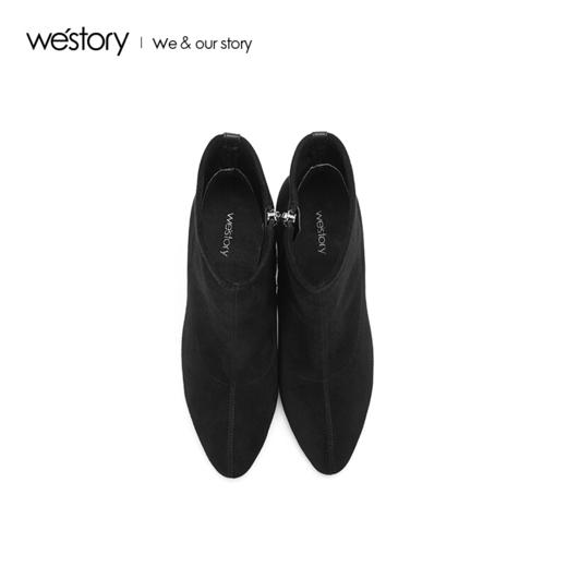 westory商场同款秋冬绒面短靴时尚细跟女鞋尖头高跟鞋W284S80142 商品图2