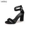 westory夏季凉鞋一字式扣带镂空露趾高跟鞋粗跟女鞋W272G60001 商品缩略图1