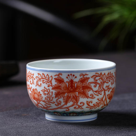 斗彩矾红花团锦簇主人杯 商品图2