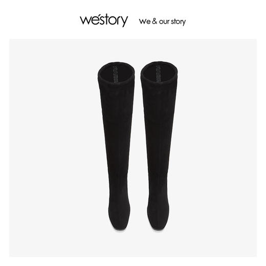 westory长筒过膝弹力靴女时尚透明跟高靴 2019冬季新款S29DI80761 商品图2