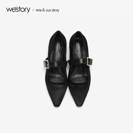westory新款浅口单鞋中跟女鞋扣带高跟鞋W283E70541 商品图3