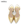 westory夏季新款凉鞋女尖头中空一字扣粗跟高跟鞋女鞋W272H60141 商品缩略图2