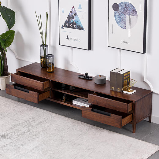 【现代实木风-NJT2302电视柜】现代实木/现代简约/客厅/北美黑胡桃/ 实木电视柜 商品图2