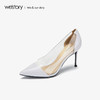 westory新款透明高跟鞋皮面时尚女鞋尖头浅口单鞋W283E70351 商品缩略图3