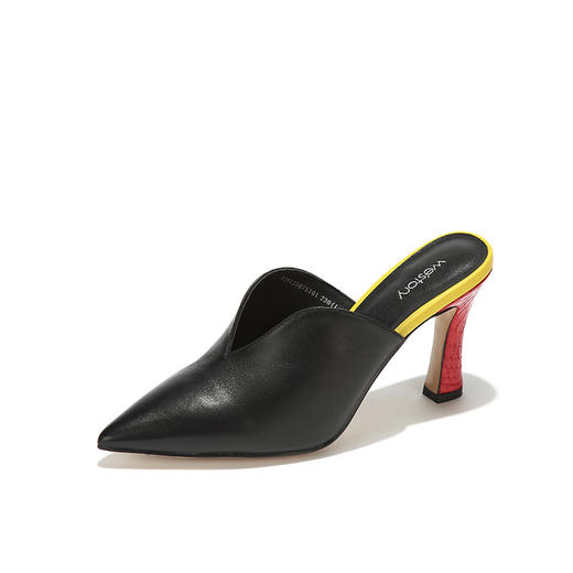 westory欧美尖头深V高跟穆勒拖鞋凉拖女鞋W281J50751 商品图1