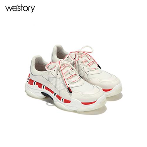 westory2018秋季款小白鞋百女鞋搭厚底老爹鞋休闲鞋W283M70001 商品图0