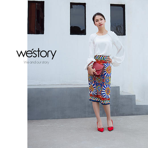 westory新款单鞋珍珠女鞋水钻高跟鞋浅口单鞋W281E50471 商品图3