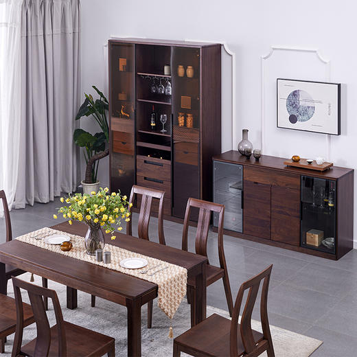 【现代实木风-NJT3301C03餐边柜】现代实木/现代简约/餐厅/北美黑胡桃/ 实木餐边柜 商品图3