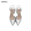 westory夏季新款凉鞋女尖头中空一字扣粗跟高跟鞋女鞋W272H60141 商品缩略图3
