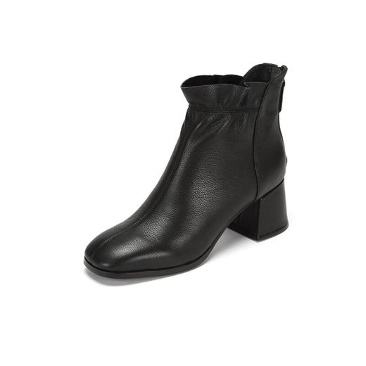 westory商场专柜同款牛皮方头荷叶边极简百搭职场社交短靴W284S81041 商品图0