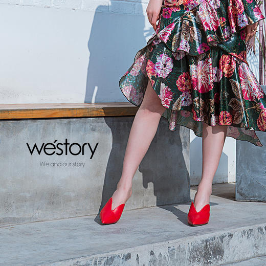 westory欧美尖头深V高跟穆勒拖鞋凉拖女鞋W281J50751 商品图3