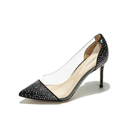 westory春夏亮钻优雅社交单鞋女尖头浅口透明鞋W281E50221 商品图1