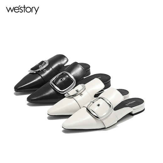 westory商场同款春夏包头拖鞋扣带尖头皮面女鞋拖鞋W281J50581 商品图2