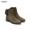 westory 秋冬新款靴子马丁靴真皮毛毛切尔西靴W274S80111 商品缩略图0